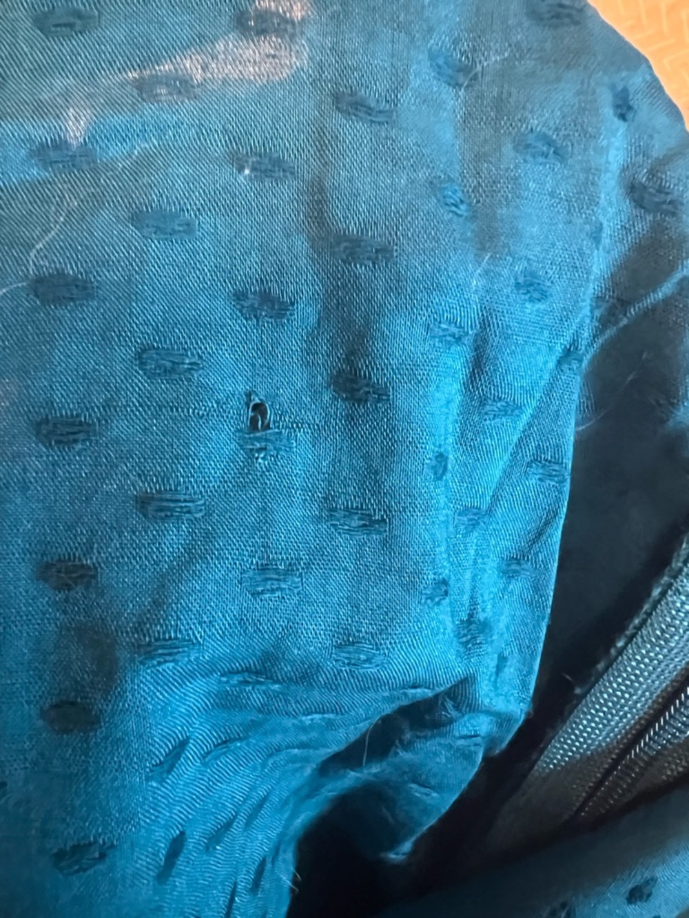 Ann Taylor Loft- Women's Teal Ruffle-Trim Short Sleeve Blouse (Cotton) - Picture 7 of 7